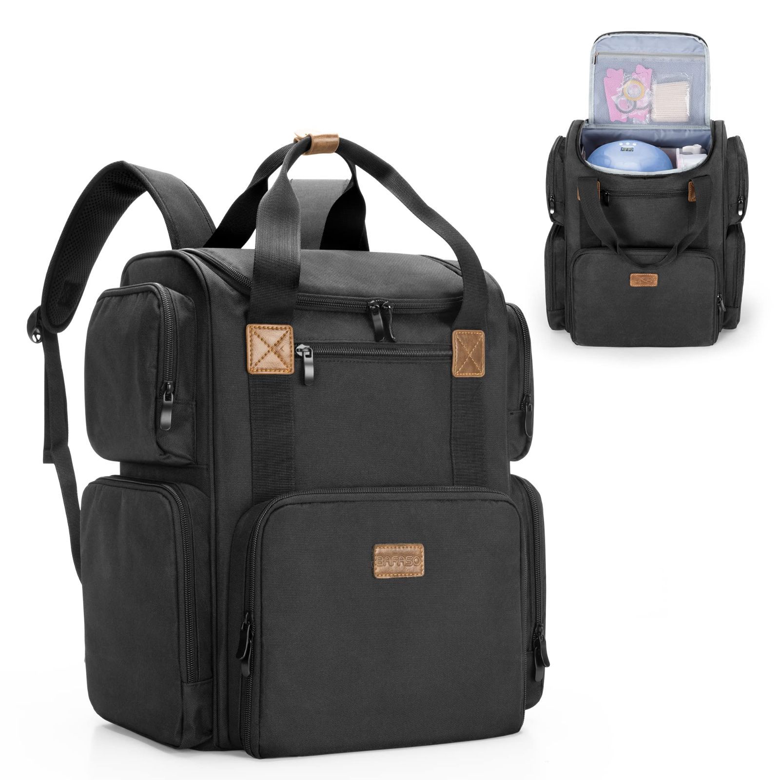 在庫セール リュック 70ボトル用 15ml 大容量 マニキュアケース プロ ネイルライト ネイル道具 BAFASO 収納 3WAY 黒