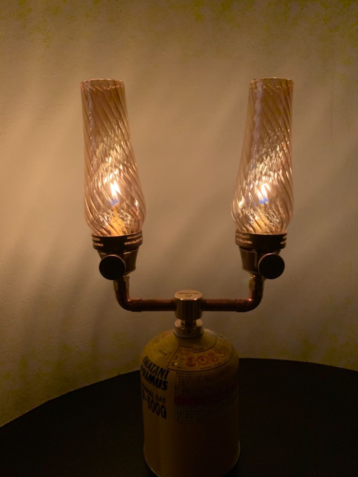 二股 ガス管 真鍮＆銅製 ガスランタン アクセサリー