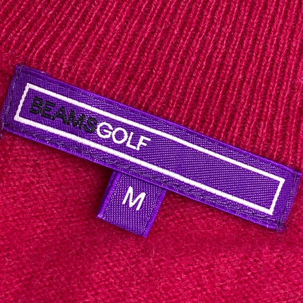 サイズ：M BEAMS GOLF ビームスゴルフ  カシミヤ ジップニットジャケット 刺繍 ピンク系 [240001145192] ゴルフウェア レディース ストスト サイズ：M BEAMS GOLF ビームスゴルフ カシミヤ ジップニット