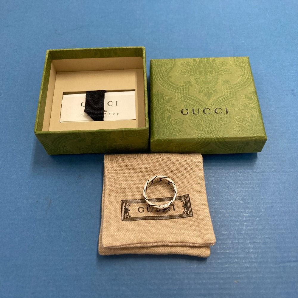 02w14258 グッチ GUCCI インターロッキング ワイドリング スターリングシルバー ロゴ シルバー 22.5号 箱 保存袋あり 実寸22.5号 リング 指輪 AG925