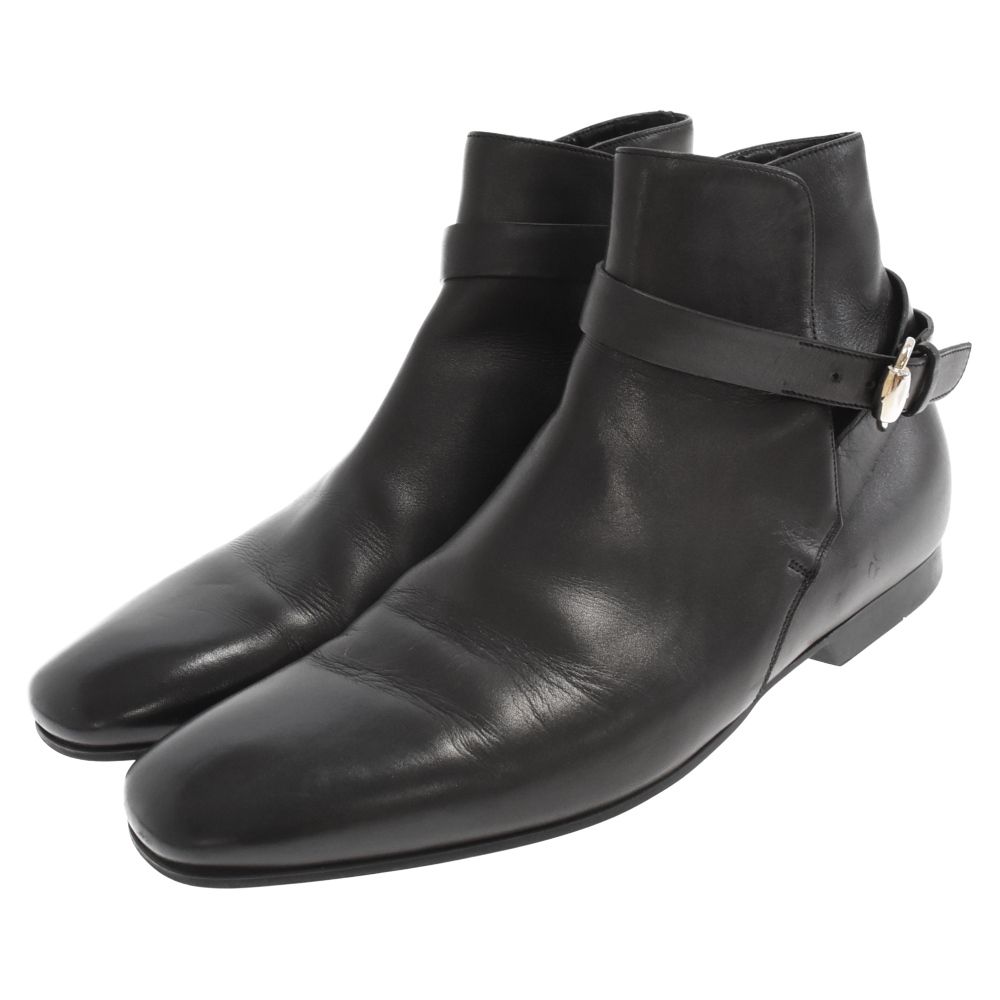 GUCCI グッチ カーフレザー ストラップ ショートブーツ シューズ ブラック GUCCI グッチ カーフレザー ストラップ ショートブーツ シューズ