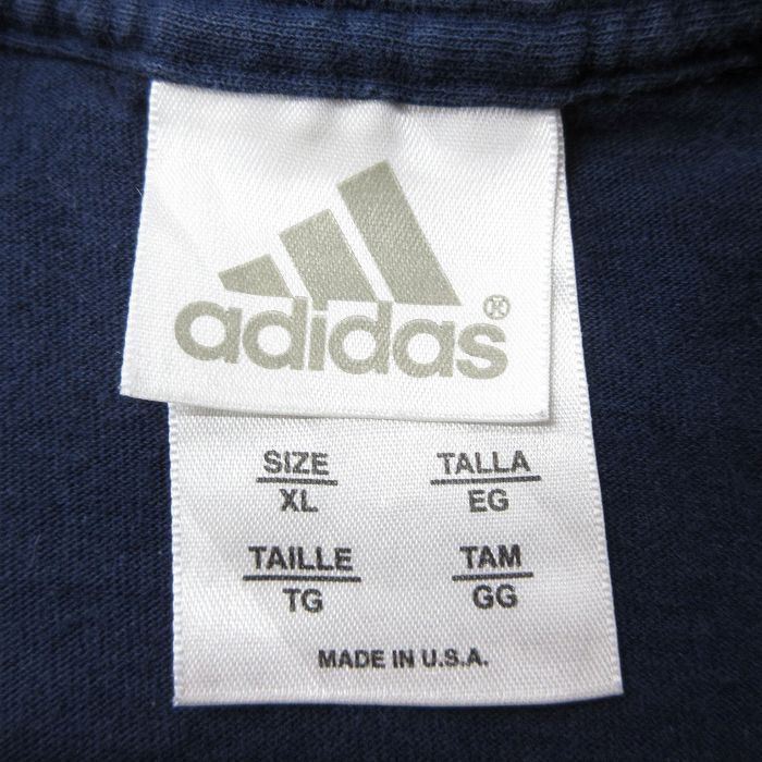 XL/古着 アディダス adidas 長袖 ビンテージ Tシャツ メンズ 90s ビッグロゴ 大きいサイズ コットン クルーネック 紺 ネイビー 24aug01 中