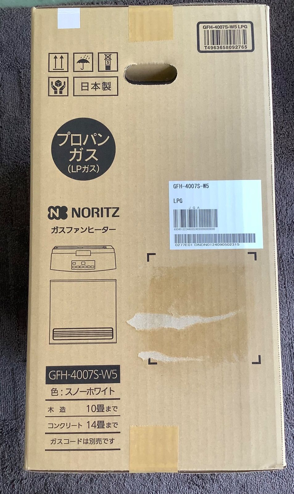 ノーリツ ガスファンヒーター GFH-4007S-W5 プロパンガス