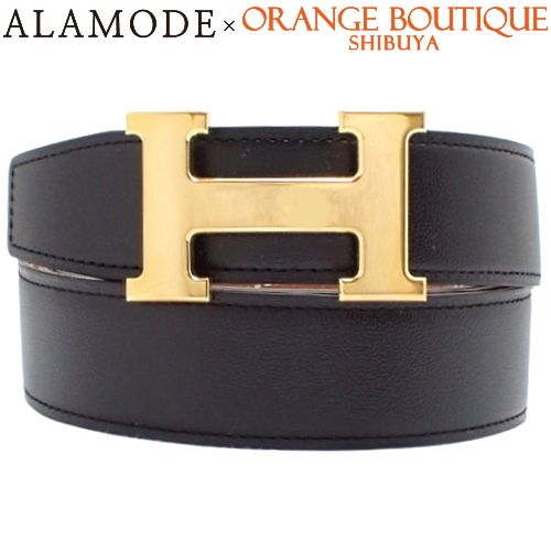 HERMES(エルメス) リバーシブル コンスタンスベルト ブラック/ゴールド 