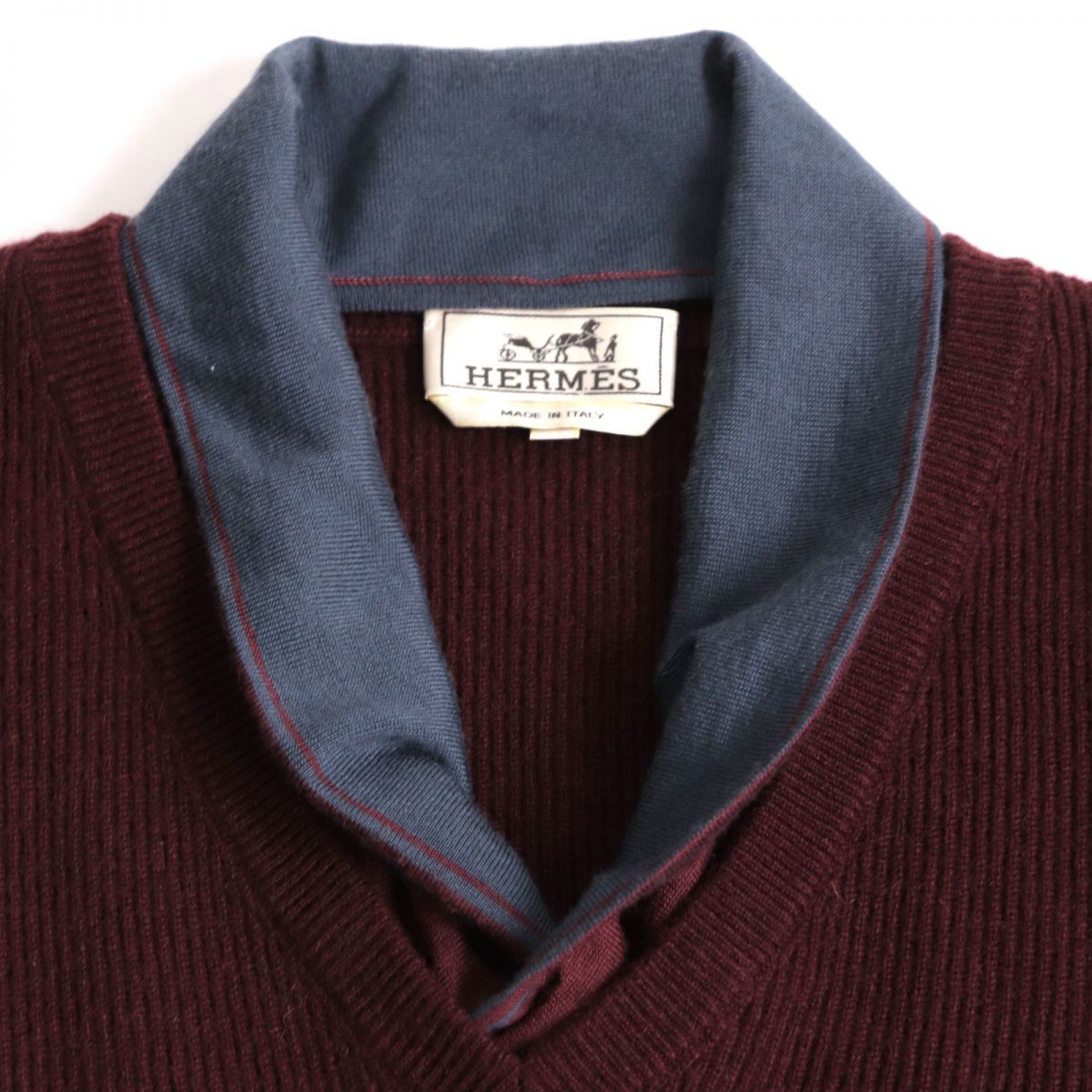 美品◇HERMES/エルメス カシミヤ100％ レイヤード風 Vネック ロング 