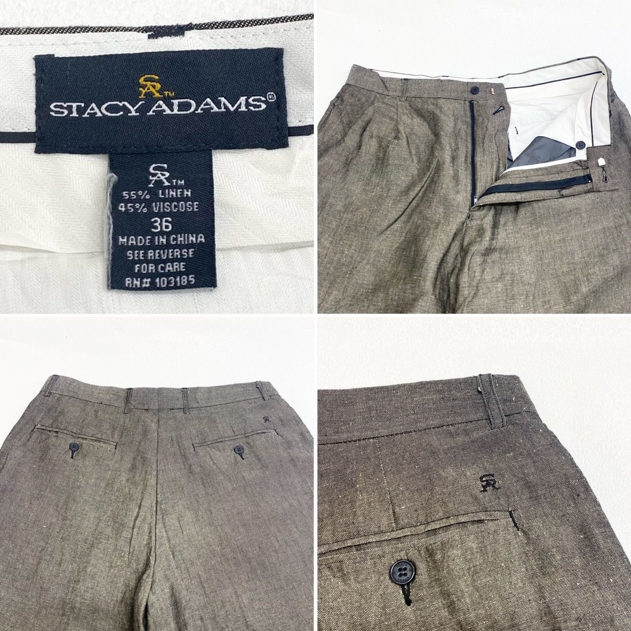 US古着 ステイシーアダムス STACY ADAMS スラックス リネン×ビス