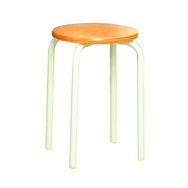 スツール オットマン 幅30cm ナチュラル×ミルキーホワイト スタッキング スチールパイプ 完成品 1脚販売 リビング