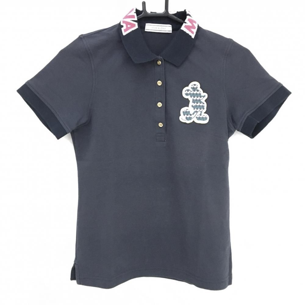美品　マーク&ロナ　ディズニーコラボ　ポロシャツ マークアンドロナ×Disney 半袖ポロシャツ ネイビー×ネイビー