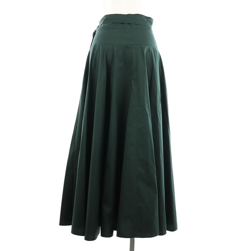 エイトン ATON BELTED WRAP SKIRT ベルテッドラップスカート ロング フレア コットン 02 緑 グリーン /MY ■OS