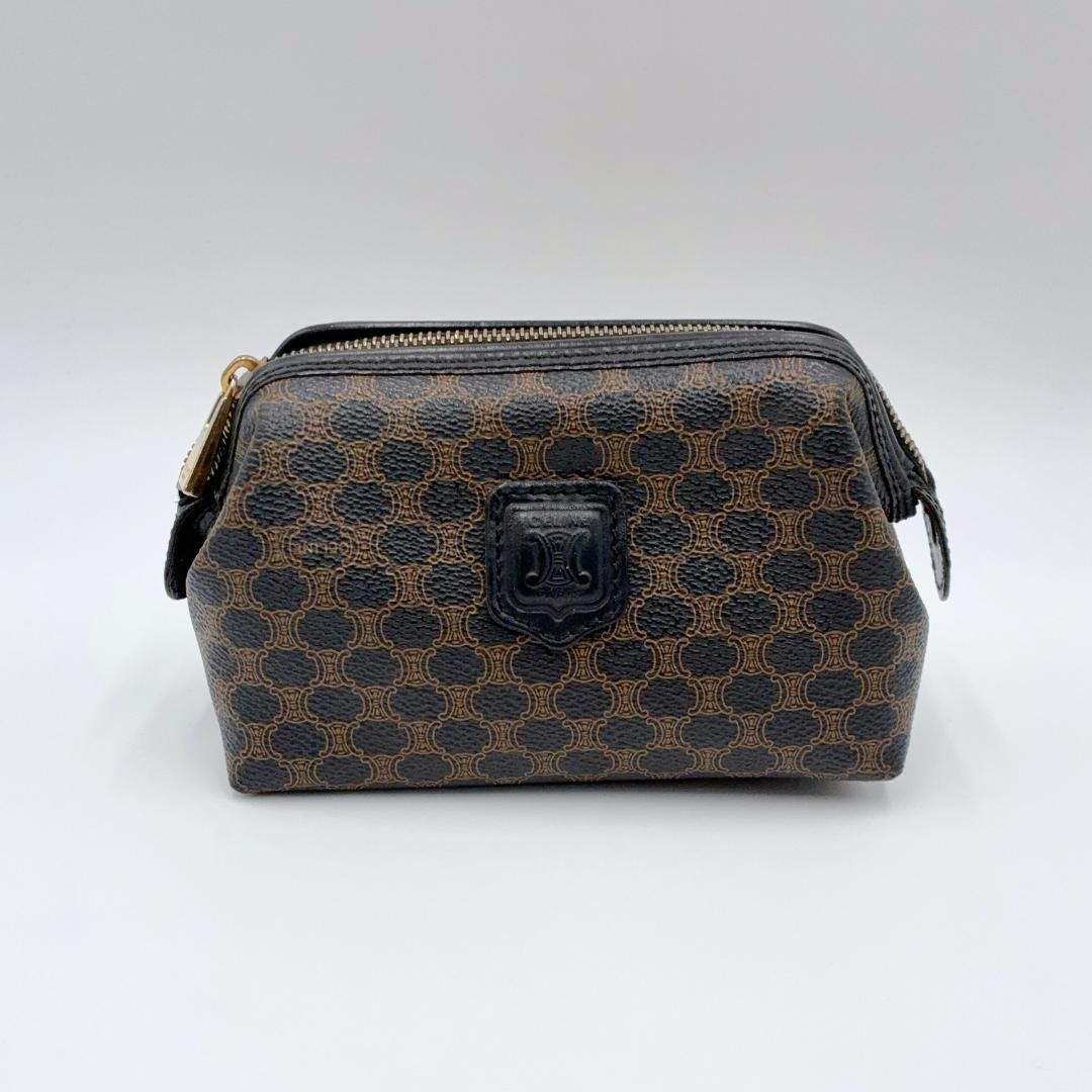 美品】CELINE マカダム PVC ポーチ トリオンフ 黒マカダム