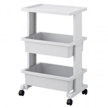 【新品・4営業日で発送】JEJアステージ(JEJ Astage) JEJアステージ リセ テーブルワゴン 日本製 組立式 3段 キャスター付 ライトグレー 幅45×奥行30×高さ71.5cm