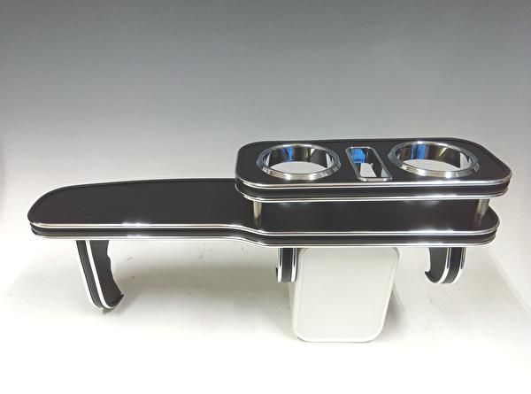 30ヴェルファイア アルファード前期 15 1～ フロントテーブル レザーブラック BKｘシルバー 携帯中