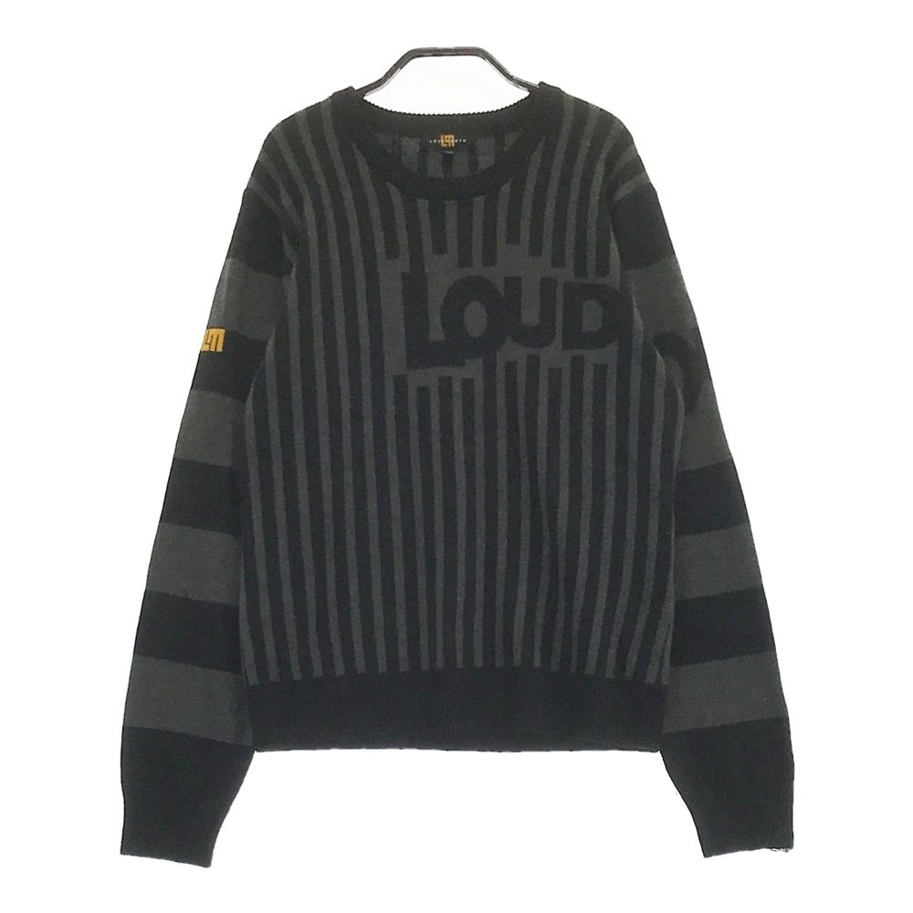 ラウドマウス ニット セーター ハーフジップ 総柄 ビックロゴ ウール混