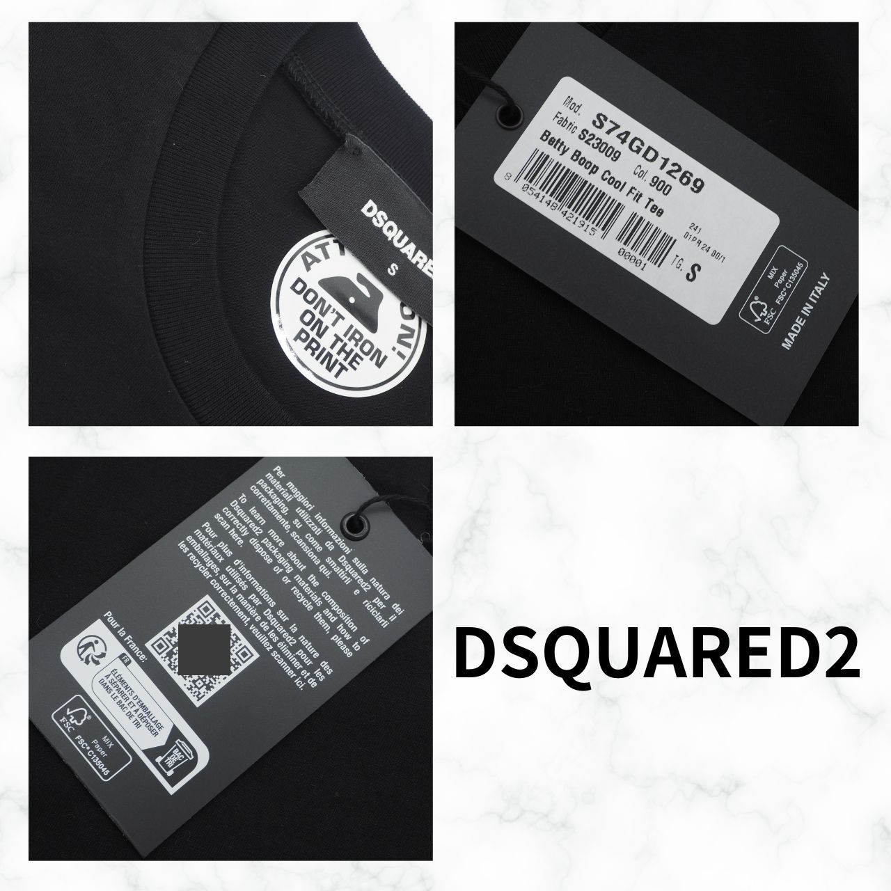 新品 D SQUARED2 BETTY BOOP COOL FIT Tシャツ ブラック 並行