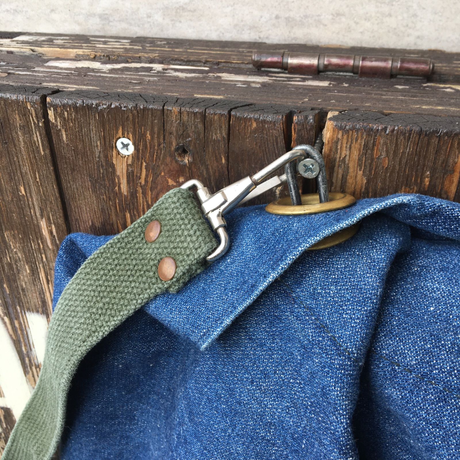 70s Vintage Local Made Denim Duffel Bag ビンテージ デニム ダッフルバッグ ミリタリー 民間用