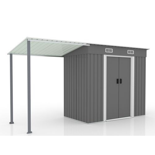 サイドオーニング付き 物置 屋外 大型 倉庫 大型物置 戸外収納庫 物置 防水|耐侯 収納 ガーデン|庭|田畑|農場 頑丈 大容量 スチール