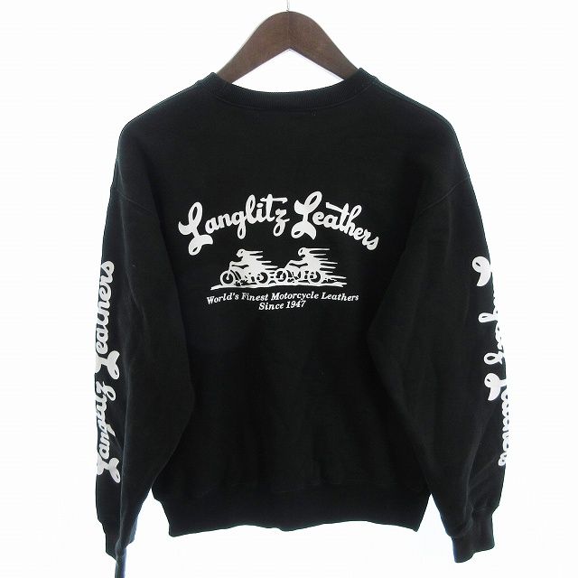 LANGLITZ LEATHERS スウェット　黒　サイズＬ ラングリッツレザー Langlitz Leathers トレーナー スウェット