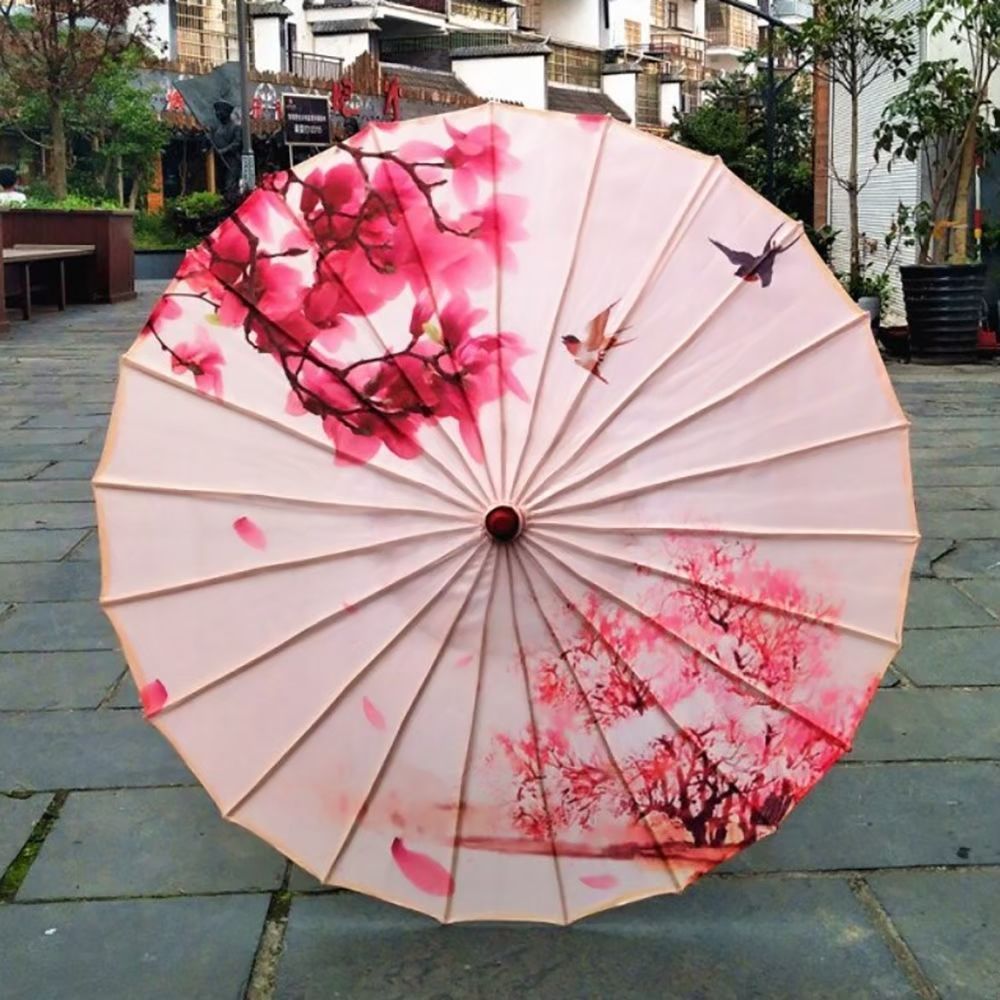 新品・未使用】傘 和傘 桜 鳥 晴雨兼用 和風傘 かさ 木製 雨傘