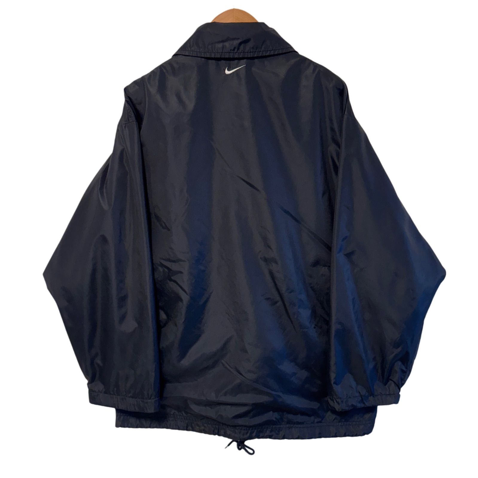 ナイキ　90s　刺繍ロゴ　ナイロンコーチジャケット　黒白　XL　ゆるだぼ　古着. NIKE ナイロンコーチジャケット XL相当(表記S) ビックシルエット