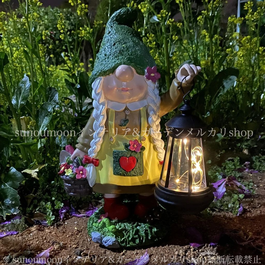 魔法使い ガーデニング 雑貨 ガーデンインテリア ガーデンライト 女の子 お洒落 照明 ランタン インテリア ソーラー ガーデン 置物 庭の装飾 かわいい ガーデン雑貨 オブジェ おしゃれ 照明 4-7