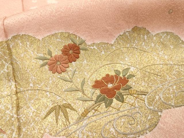 平和屋着物□訪問着 駒刺繍 絞り 雲取り草花文 金彩 正絹 逸品