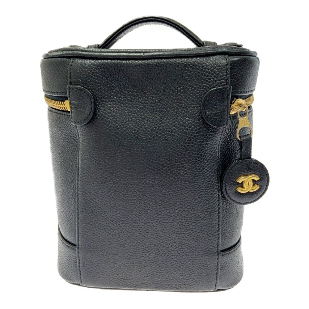中古】CHANEL シャネル キャビアスキン バニティバッグ ブラック 中古】CHANEL シャネル キャビアスキン バニティバッグ ブラック