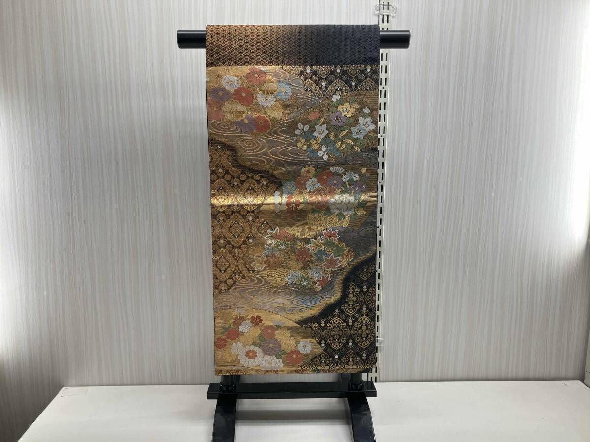 袋帯 桔梗 菊 牡丹 紅葉 花車 扇型 六通柄 - メルカリ