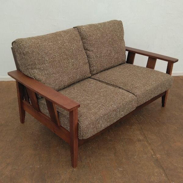 【中古】 2人掛け ソファ 天然木 肘掛けソファ ソファー コンパクト