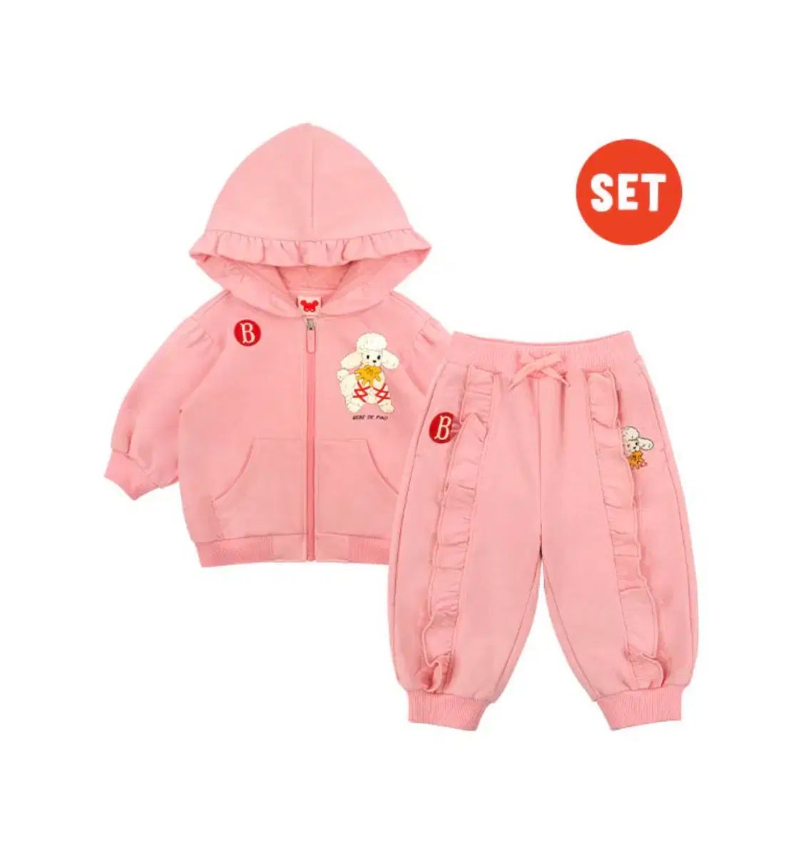 ベベデピノ ピンク フリル フードジップアップ セット 85