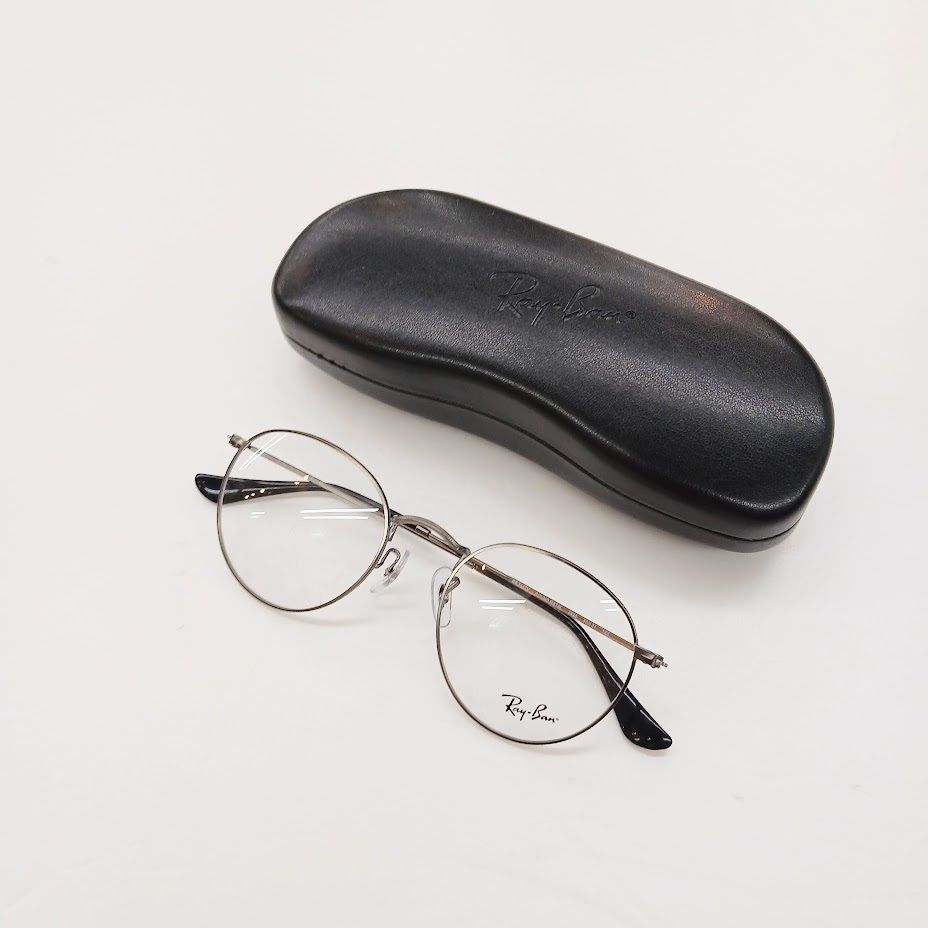 Ray-Ban レイバン ROUND METAL ラウンドメタル シルバー 丸メガネ メタルフレーム ケース付き クリアレンズ RB3447V 2620