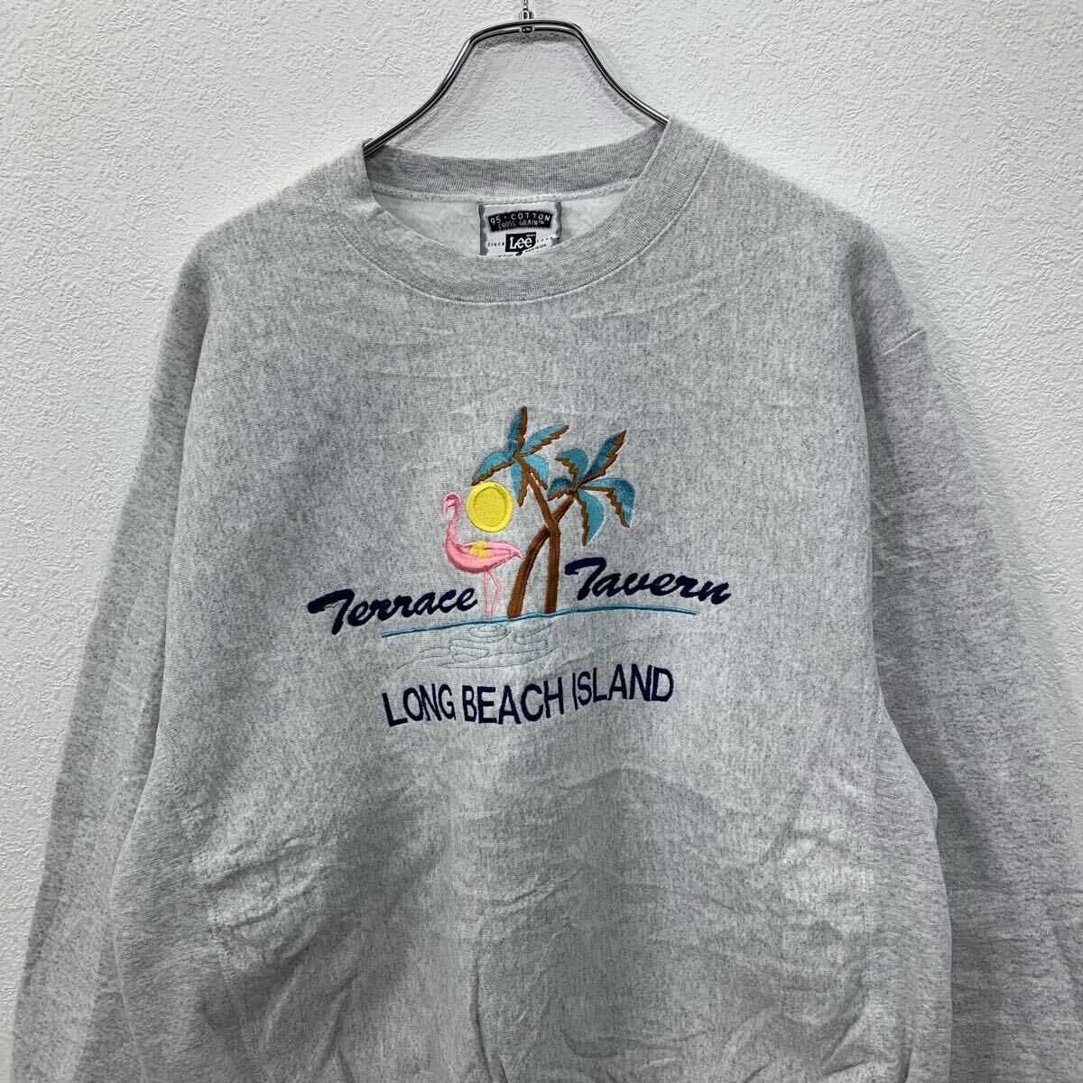 Lee プリントスウェット トレーナー L グレー リー LONG BEACH