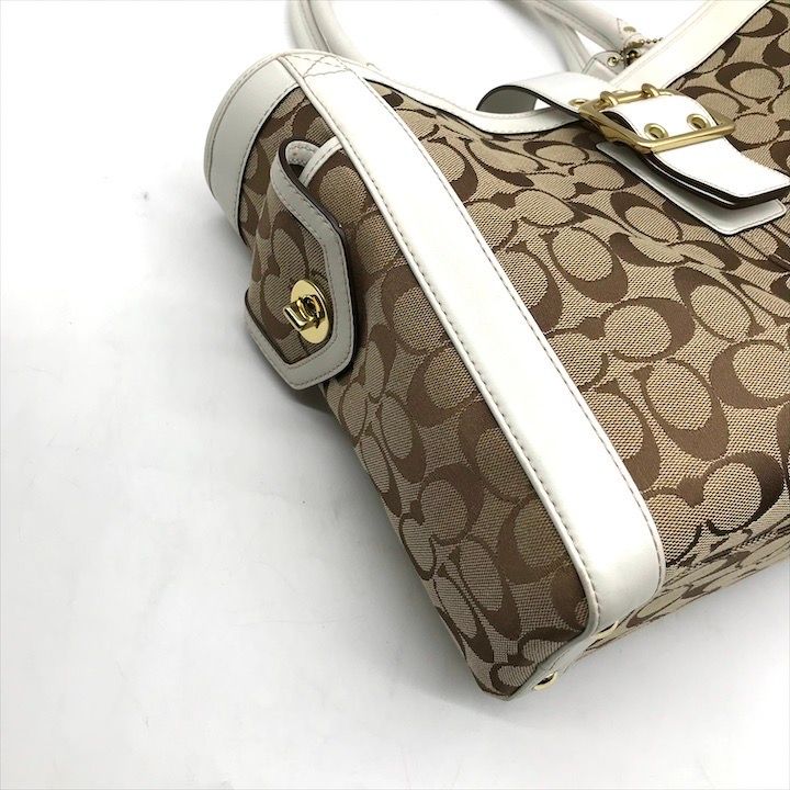 美品 COACH コーチ シグネチャー キャンバス レザー ショルダー 美品 COACH コーチ シグネチャー キャンバス レザー ショルダー