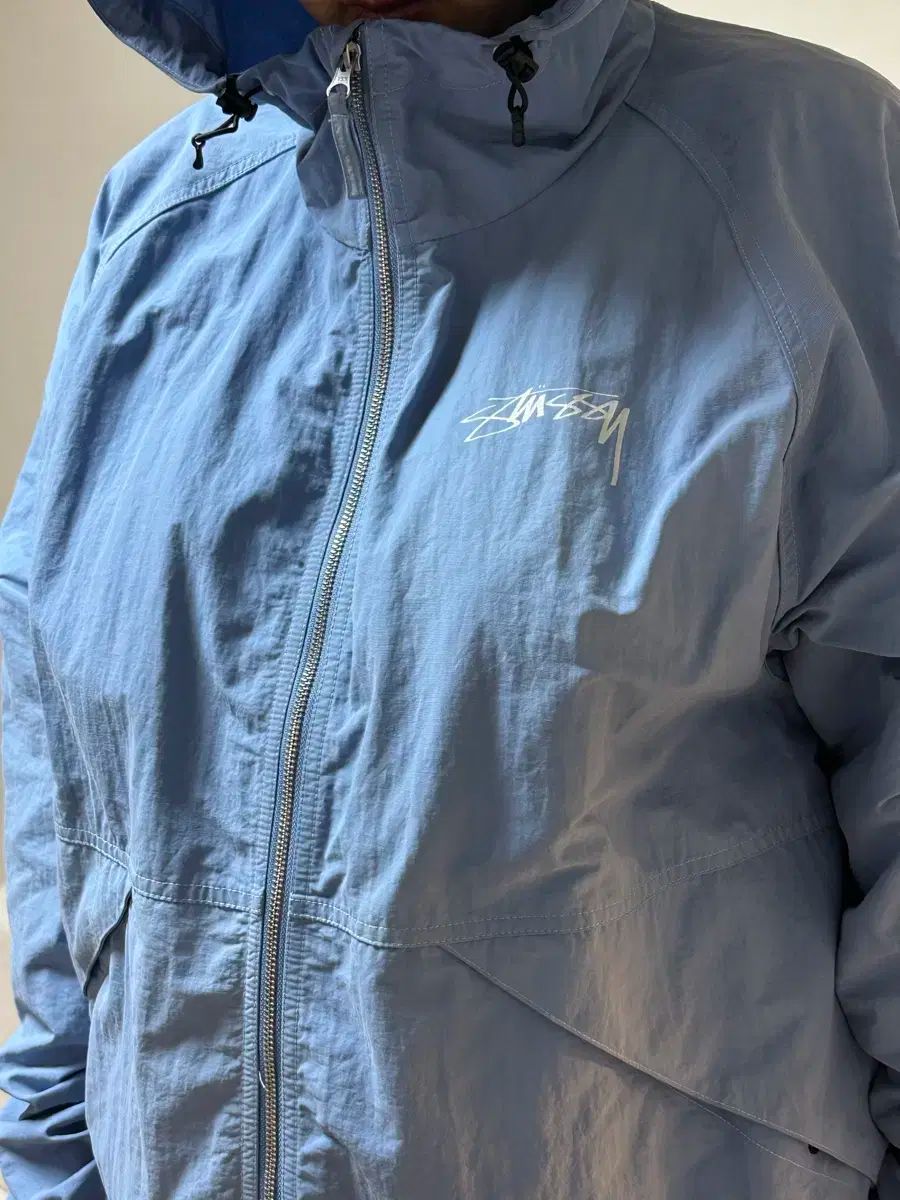 XL STUSSY ステューシー ウェーブ ダイ ビーチシェル ジャケット ラグーナ 青