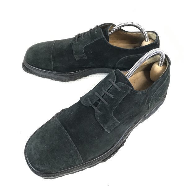 イタリア製 LARIO ラリオ クレープソール|スエード本革|プレーントゥ|デザートブーツ 7|25.5-26.0|黒|BLACK dress shoes◆A-100