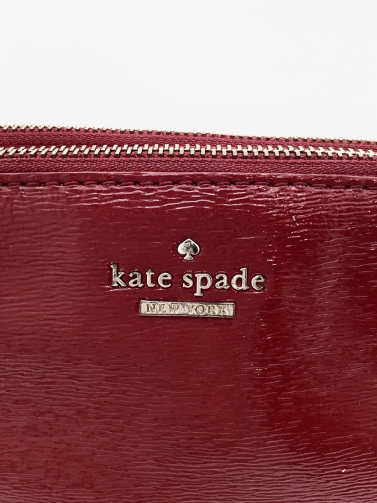 【中古良品】ケイトスペード　Kate spade　ショルダーバッグ　赤　ダブルジップマンデイ　ポシェット　エナメルレザー　光沢　マグネット開閉　bag　 ブランドバッグ