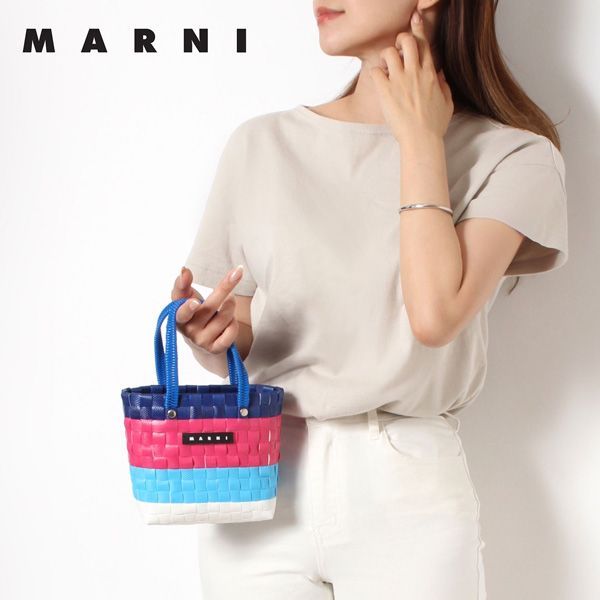 24春夏モデル マルニ MARNI  SUNDAY MORNING BAG サンデーモーニング バスケットバッグ【0M846 ブルー他(マルチ)】 M00816 M00IW 0M846/【2024SS】l-bag