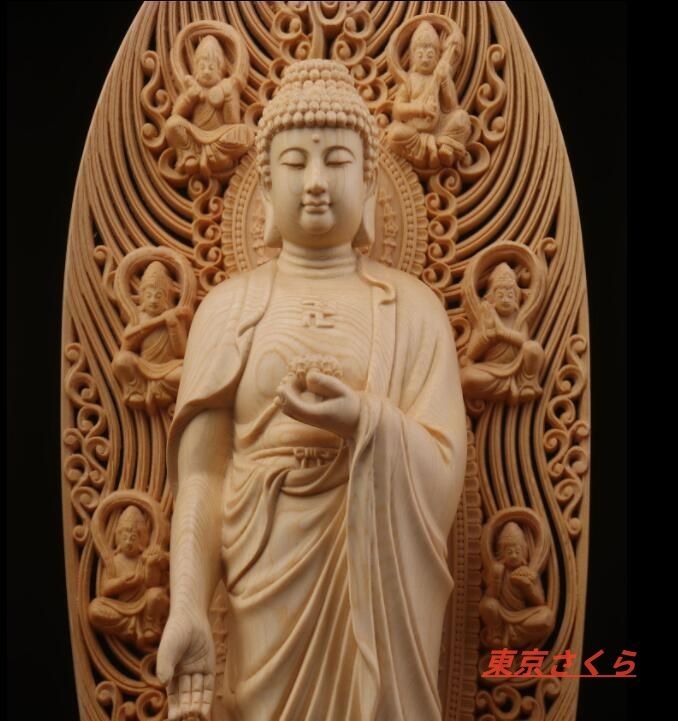 仏教工芸品 木彫仏教 精密彫刻 極上品 飾り置物 仏像 仏教工芸品 木彫