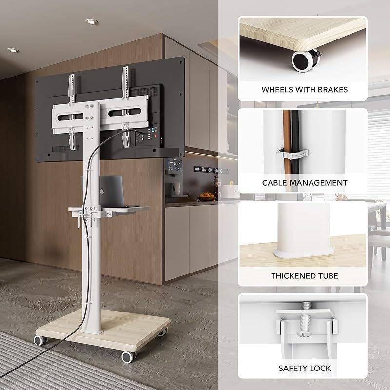 在庫 AX WABER テレビスタンド キャスター付き テレビスタンド 壁寄せ27 60インチ対応 VESA 横100～400mm 縦100～400mm 高さ調節 左右35°首振 耐荷重40kg り 家用 学校 ビジネス 病院業務用 1 SKLAD-KIRPICHA_RU