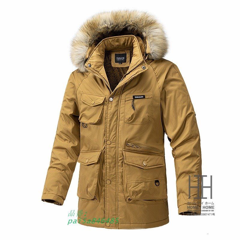 中綿ジャケット メンズ 中綿コート ミリタリージャケット フード ファー ボアジャケット 冬服 メンズアウター 防寒着 裏ボア 冬 裏起毛 大きいサイズ 50代 40代 pai5a846485