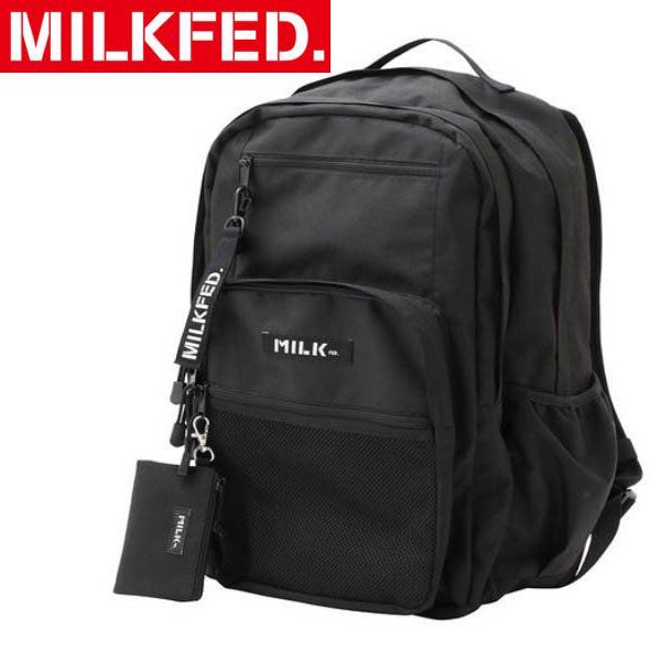 限定クーポン リュック ミルクフェド バックパック MILKFED W ZIP BP BAR 103202053019 ブラック 黒 バッグ 通学 通勤 出張 ノートパソコン ビジネスバッグ ブランド 大容量 おしゃれ milkfed レディース メンズ 容量