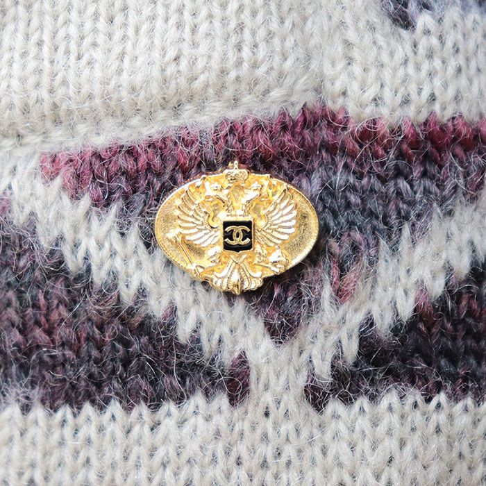 【極美品】CHANEL シャネル カーディガン ムートン ニット 09A P36274 09年製 カシミヤ混 ネイティブ柄 レディース 36 マルチカラー 伊製 極美品】CHANEL シャネル カーディガン ムートン ニット 09A