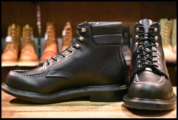 7.5E 23年 レッドウィング 8133 スーパーソール 黒 ブラッククローム モックトゥ 編み上げ ブーツ redwing HOPESMORE FJ183