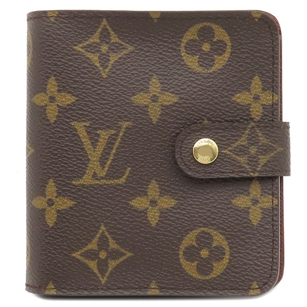 ルイヴィトン LOUIS VUITTON 二つ折り財布 コンパクトジップ モノグラムキャンバス モノグラム ゴールド金具 茶 M61667 CA1013 箱