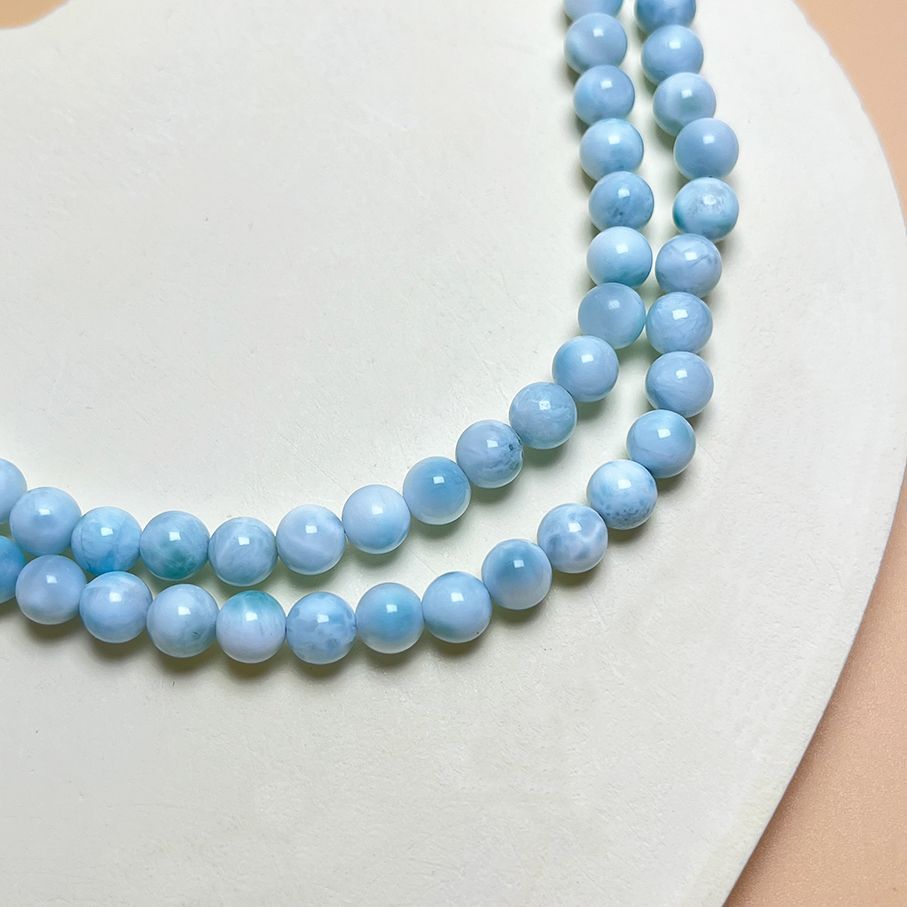 逸品 EU製 ★ドミニカ共和国産のラリマー・ペクトライト★3本巻きブレスレット パワーストーン 天然石 開運 金運 プレゼント1 約5.7-5.9mm ZB9058