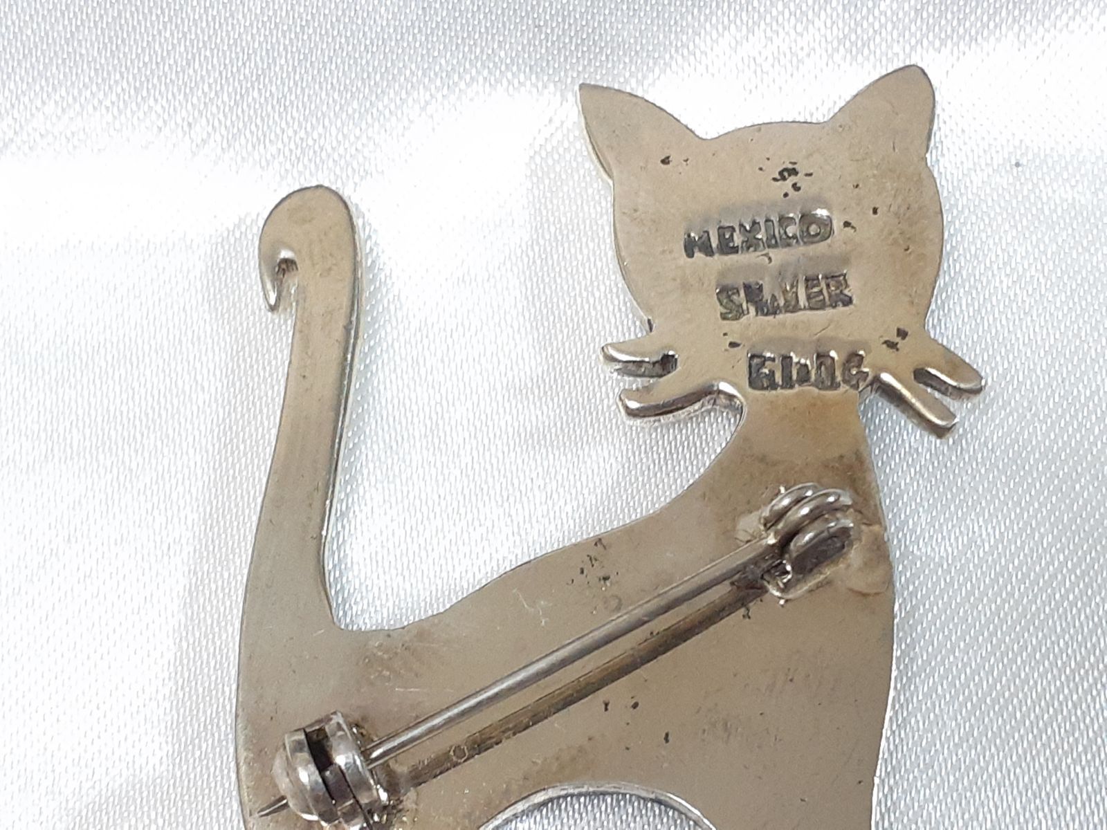 シルバー925 メキシコ製 ヴィンテージ ブローチ チャーム ブローチ ヴィンテージ メキシコ シルバー ネコ SILVER