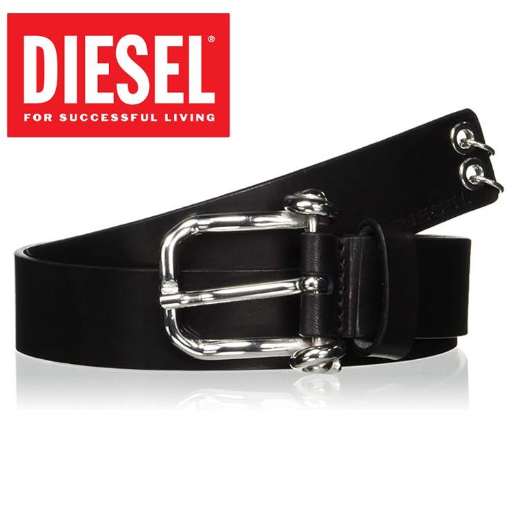 DIESEL ブラックレザー ベルト 95cm ディーゼル DIESEL ベルト メンズ 牛革 レザー ブランド