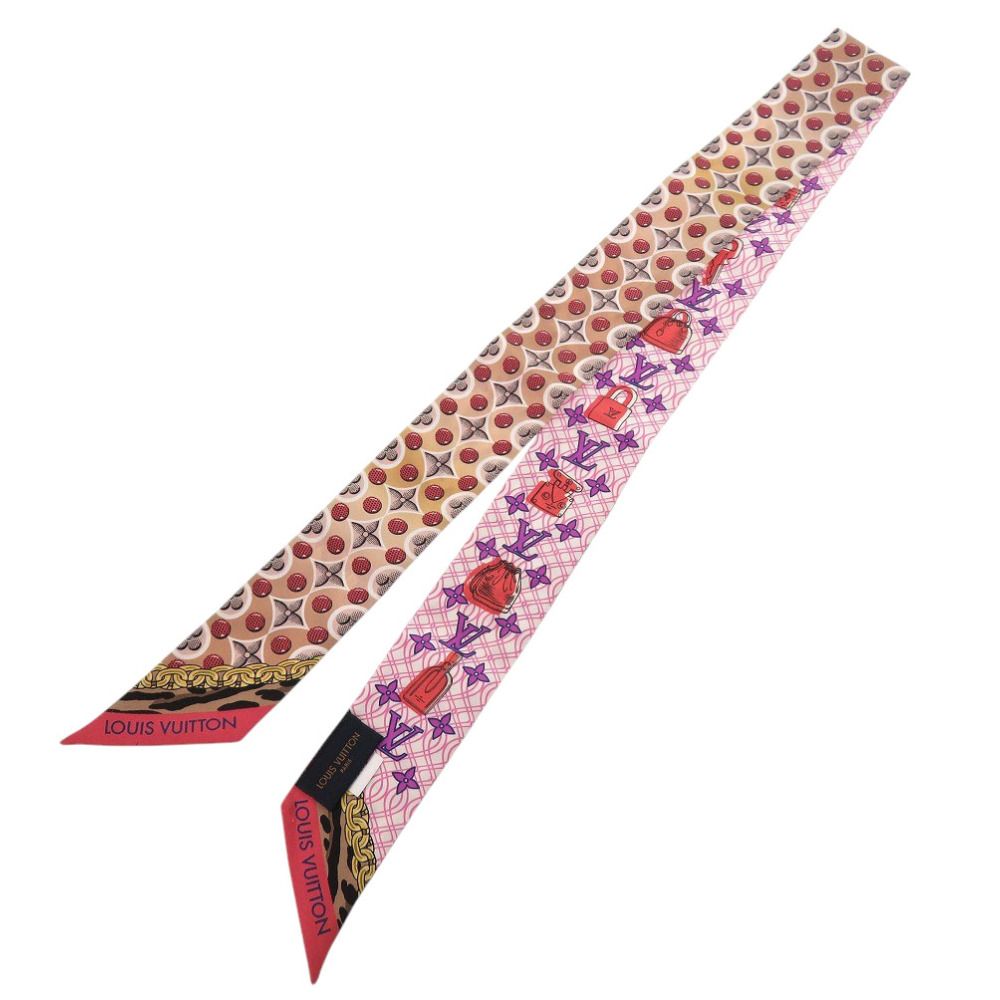 LOUIS VUITTON レッド・マルチカラー スカーフ LVショッパー付き