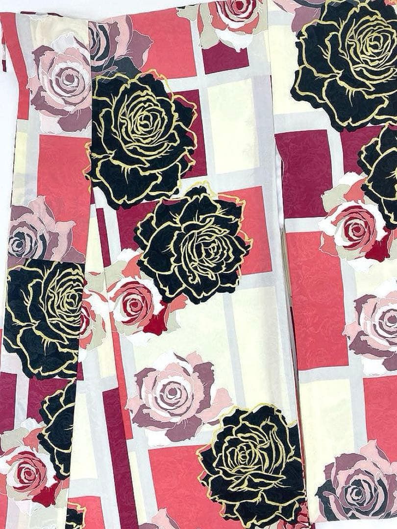 2尺袖 ブランド ポリエステル着物 セシルマクビー 金彩 牡丹 紋意匠 袴用