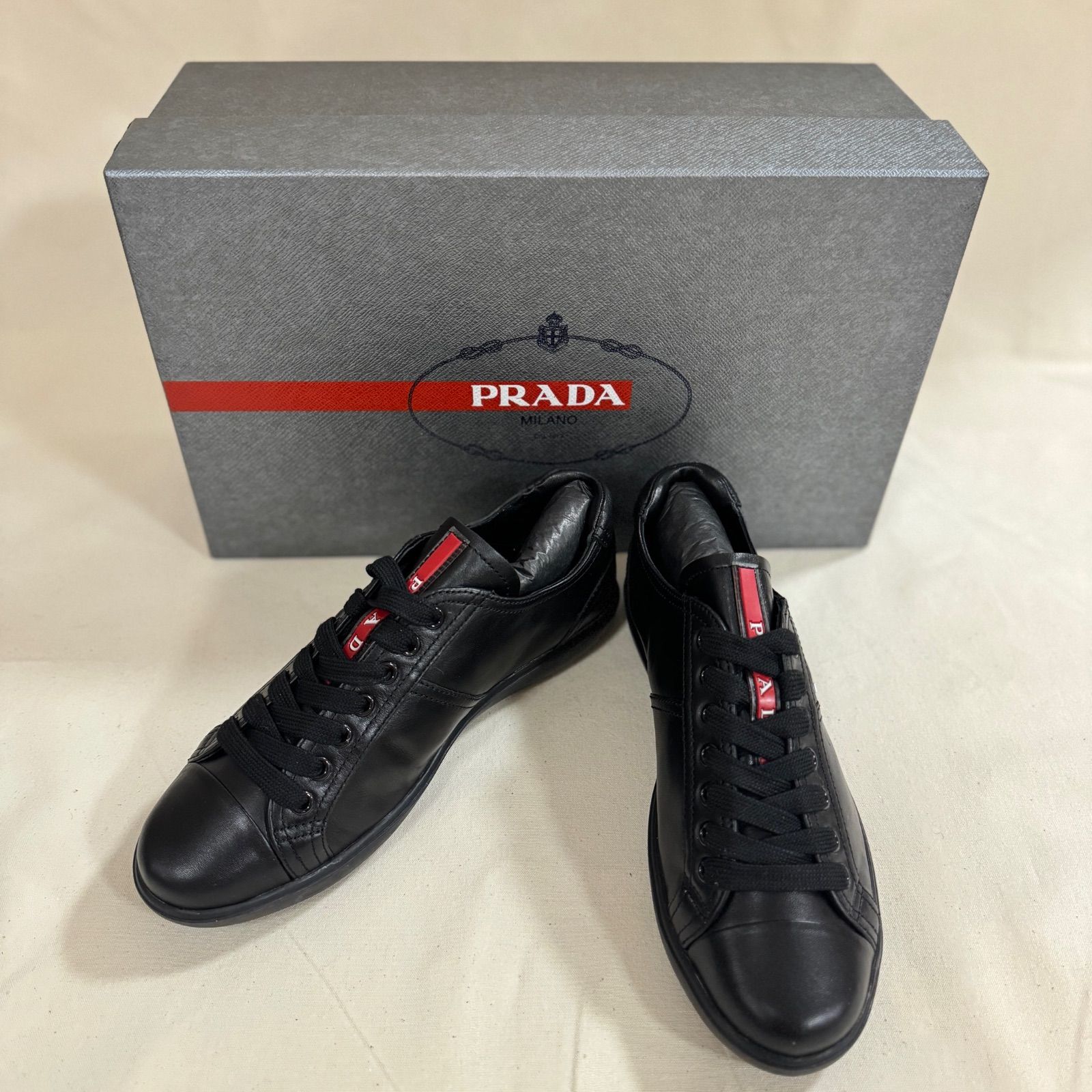 美品】PRADA プラダ レザー スニーカー ブラック （EUR）36 1/2 - メルカリ