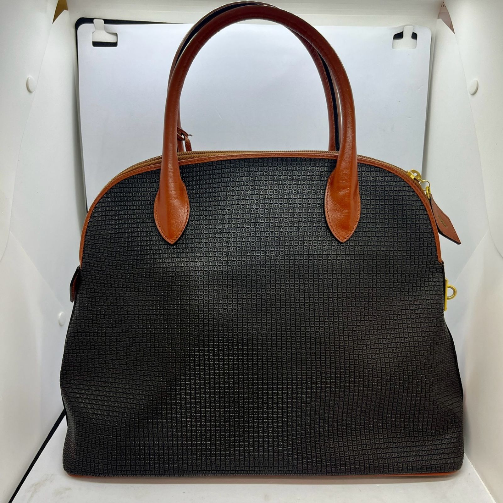 BALLY バリー ハンドバッグ ミニボストンバッグ ロゴ型押 総柄レザー 